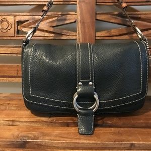 Coach Black Pebble Leather Shoulder Bag